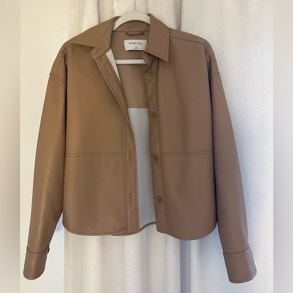 Aritzia Babaton brown leather jacket size xsmall